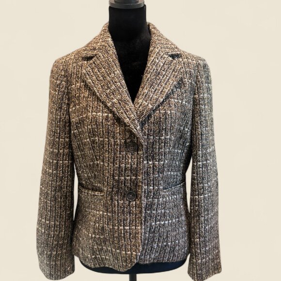 Ann Taylor Brown Tweed Blazer Size 8P - Picture 3 of 15